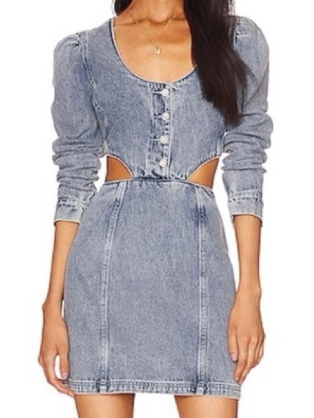 Amanda Uprichard Denim Cutout Alabama Mini Dress (xs)